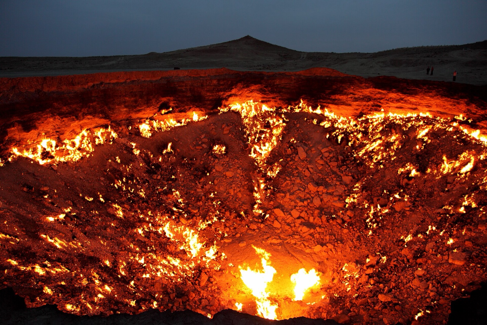 The crater that has burned for decades in Darvaza, Turkmenistan