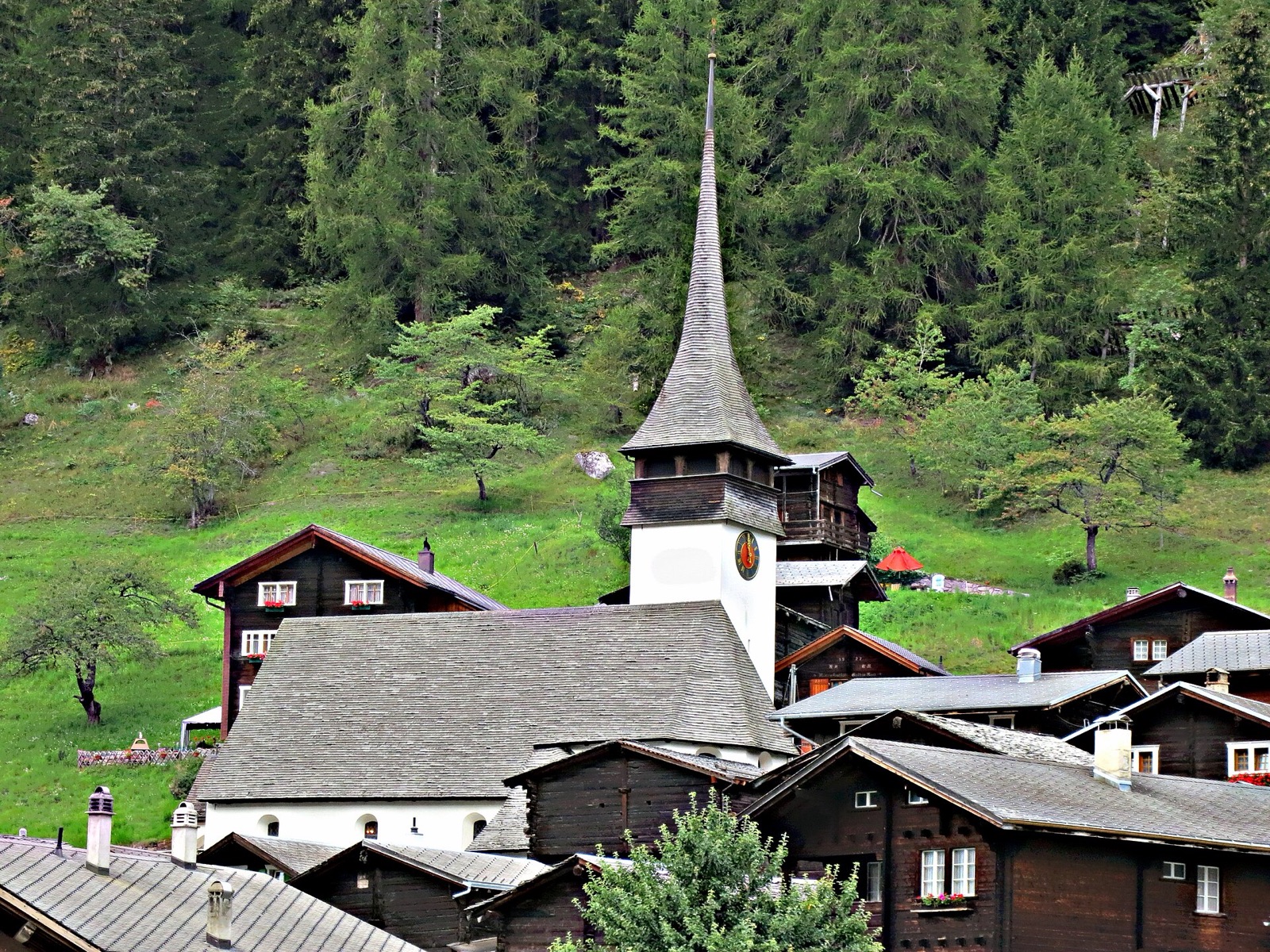 St. Theodul church with ossuary and cemetery in Switzerland