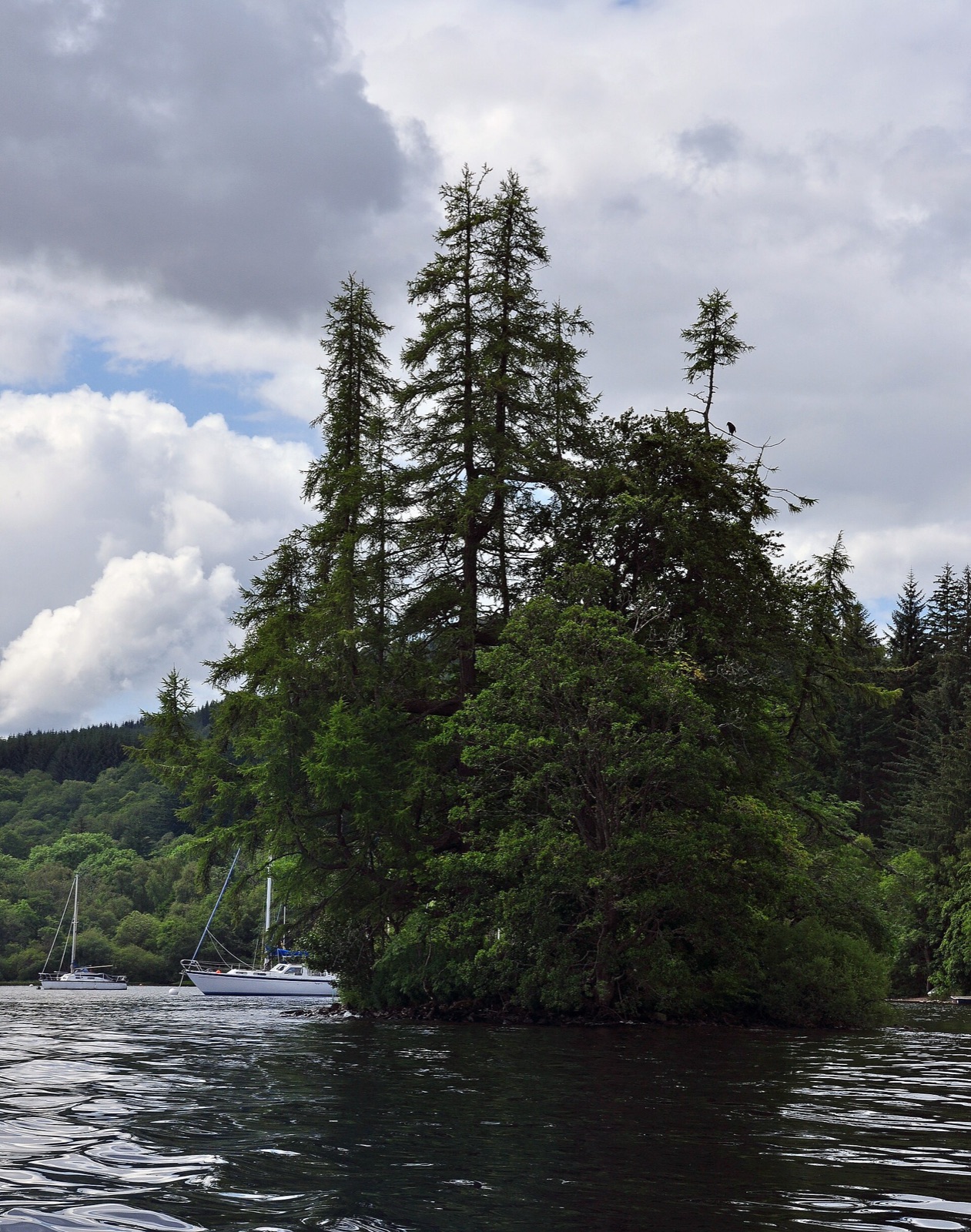Crannog on Cherry Island, Inchnacardoch Bay, Loch Ness in United Kingdom