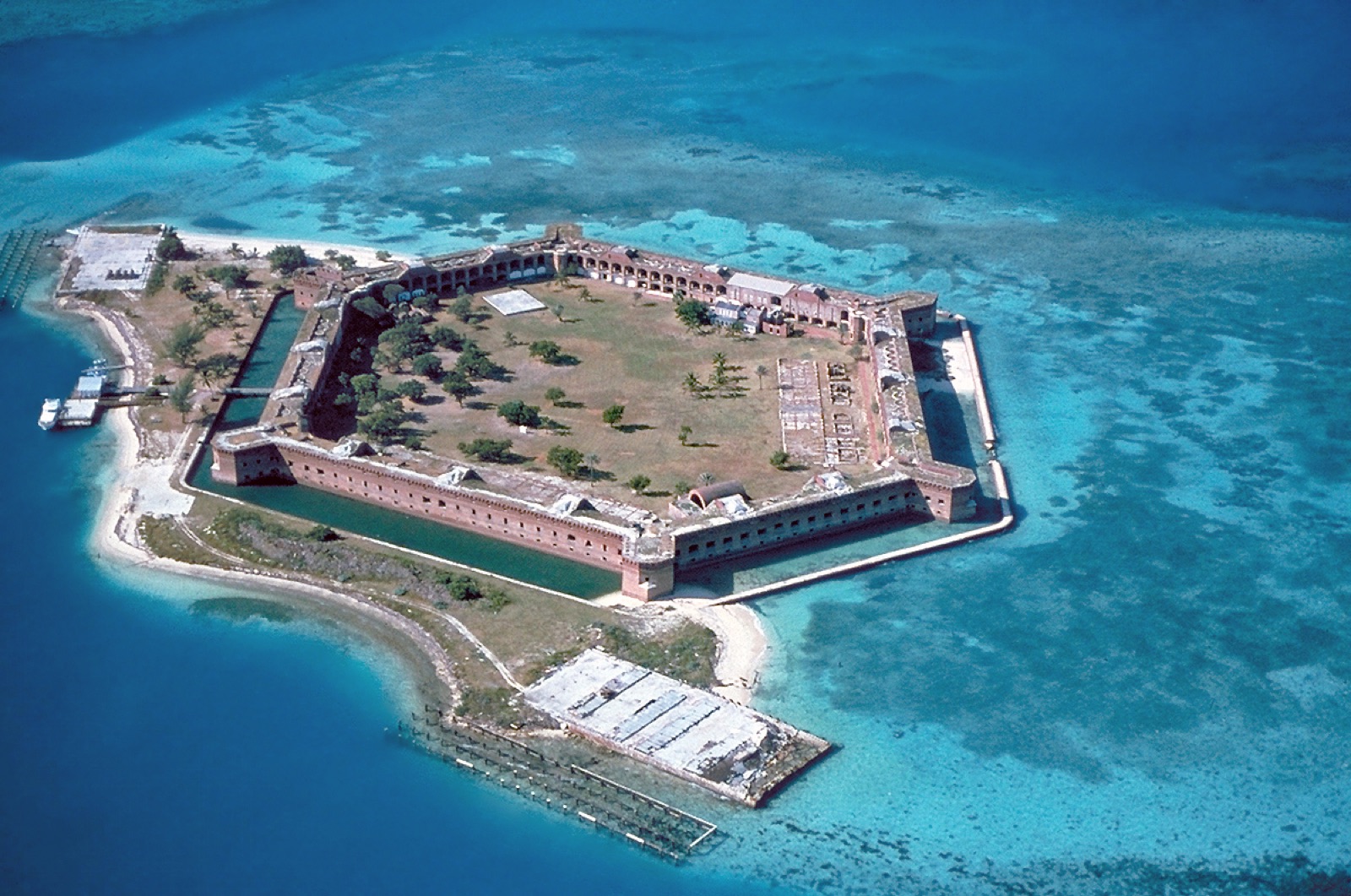 The unfinished fortress in the sea in Dry Tortugas, Florida