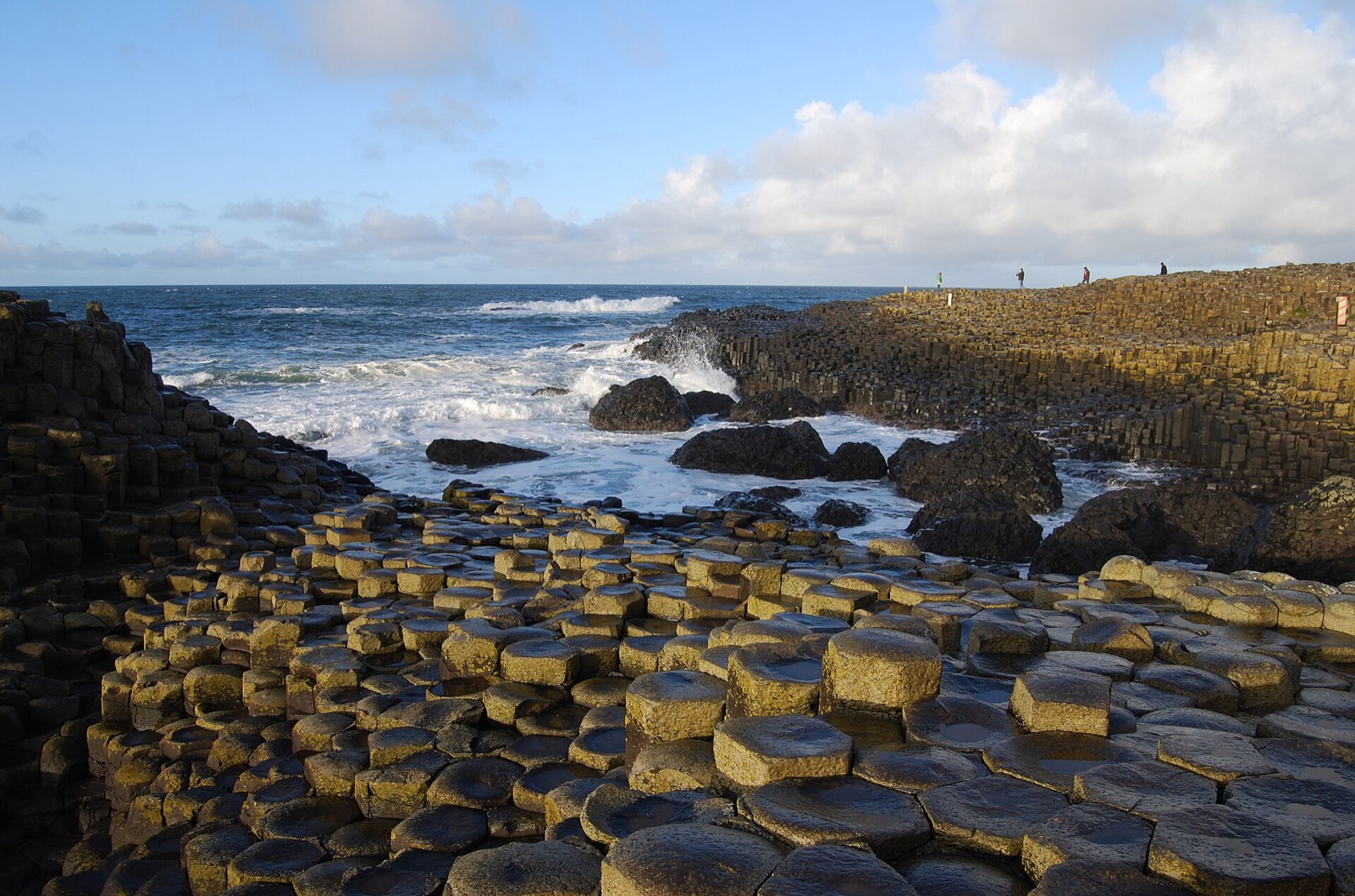 A coast paved with stone columns in County Antrim, Northern Ireland