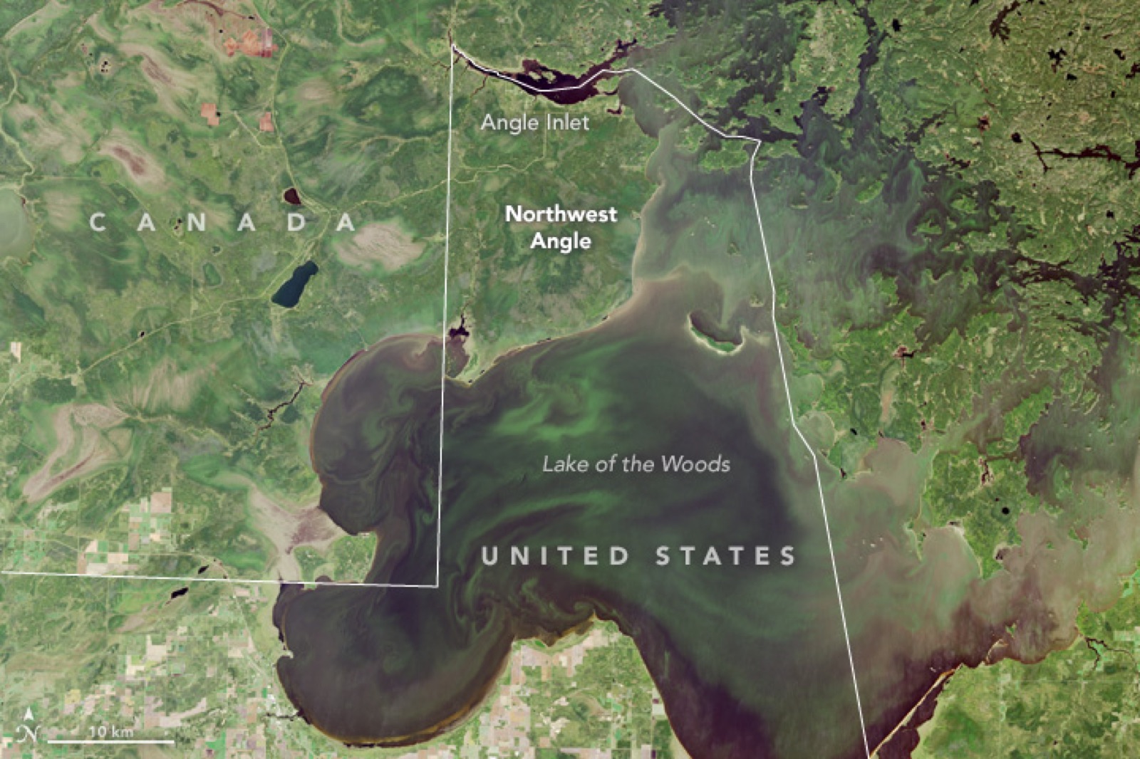 The American corner north of the lake in Minnesota, United States